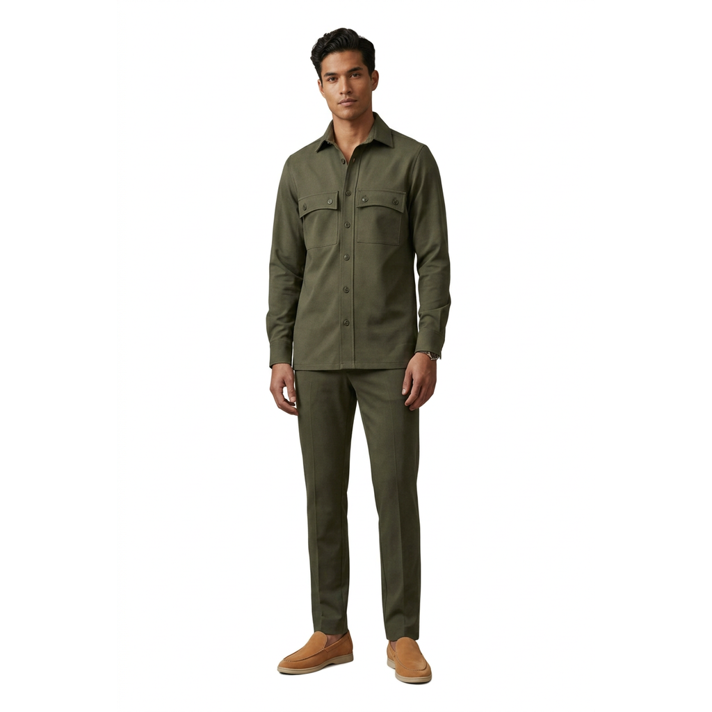 Men's Gillardi 2pc Walking leisure suit Stretch Cotton Blend Comfortable 2021-02 Olive Green