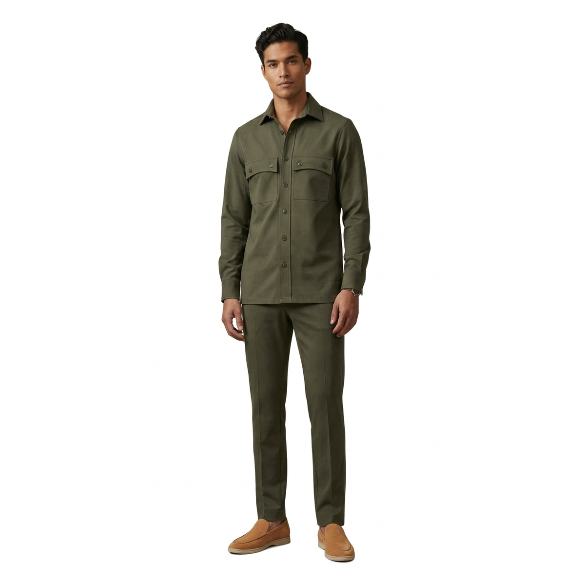 Men's Gillardi 2pc Walking leisure suit Stretch Cotton Blend Comfortable 2021-02 Olive Green