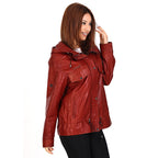 The Muncy Red Leather Women Jacket