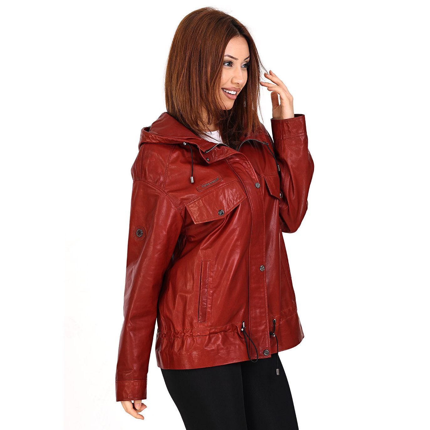 The Muncy Red Leather Women Jacket