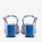 Vinci The Linea Blue Leather Women Slingback Sandal