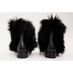 The Izmir Black Leather Natural Fur Mid Calf Women Boot