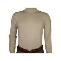 Men's Sweater Knit By BRANGO Turkey Mock Neck Cotton Blend 21050 Beige