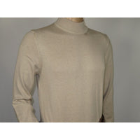 Men's Sweater Knit By BRANGO Turkey Mock Neck Cotton Blend 21050 Beige