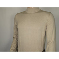 Men's Sweater Knit By BRANGO Turkey Mock Neck Cotton Blend 21050 Beige