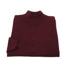 Men's Sweater Knit By BRANGO Turkey Mock Neck Cotton Blend 21050 Burgundy