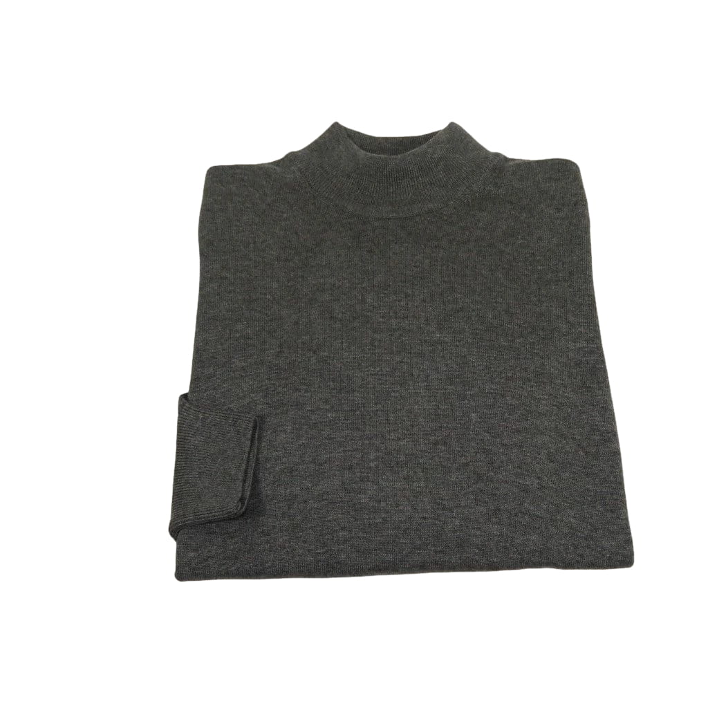 Men's Sweater Knit By BRANGO Turkey Mock Neck Cotton Blend 21050 Charcoal