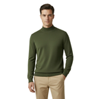 Mens Sweater Knit BRANGO Turkey Mock Neck Cotton Blend 21050 Khaki Green