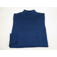 Men's Sweater Knit By BRANGO Turkey Mock Neck Cotton Blend 21050 Sax Blue