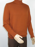 Men's Sweater Knit By BRANGO Turkey Mock Neck Cotton Blend 21050 Tobacco