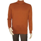 Men's Sweater Knit By BRANGO Turkey Mock Neck Cotton Blend 21050 Tobacco