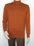 Men's Sweater Knit By BRANGO Turkey Mock Neck Cotton Blend 21050 Tobacco