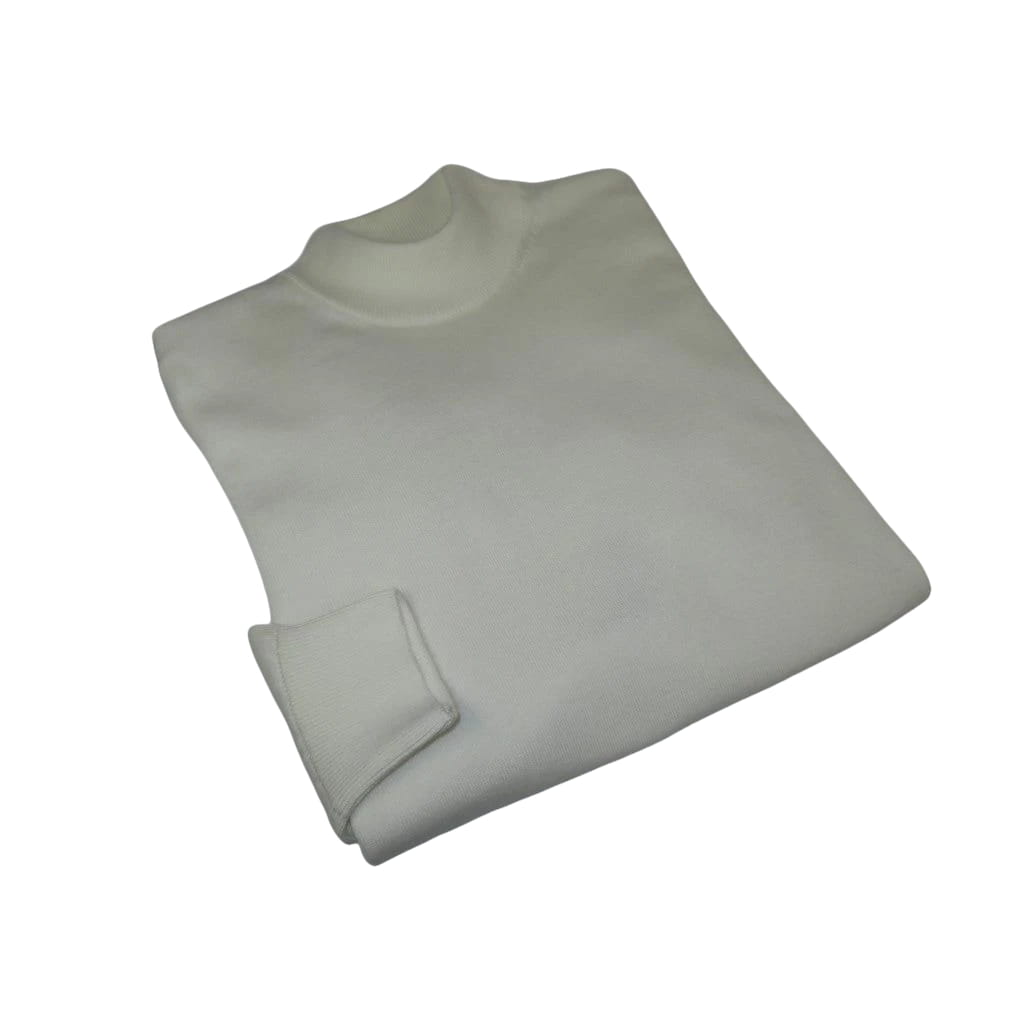 Men's Sweater Knit By BRANGO Turkey Mock Neck Cotton Blend 21050 White