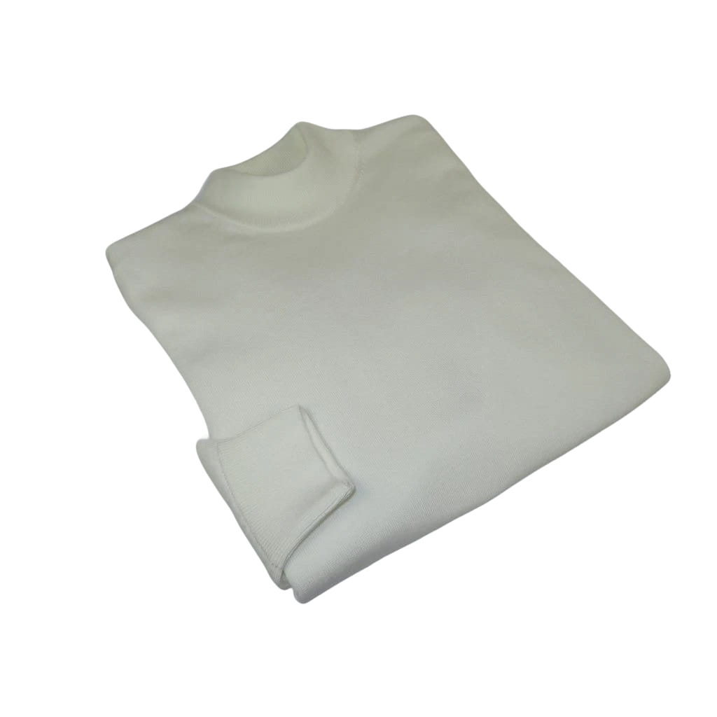 Men's Sweater Knit By BRANGO Turkey Mock Neck Cotton Blend 21050 White