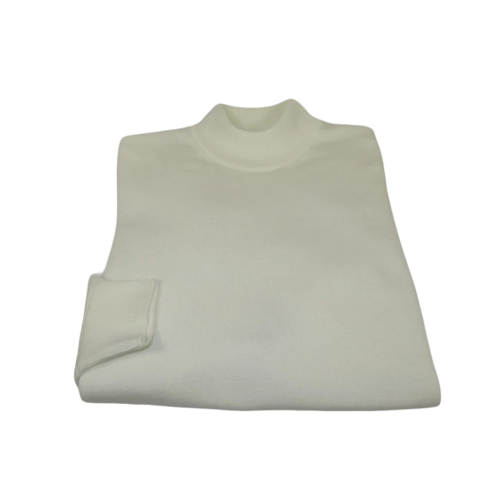 Men's Sweater Knit By BRANGO Turkey Mock Neck Cotton Blend 21050 White