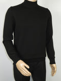 Men's Sweater Knit By BRANGO Turkey Mock Neck Cotton Blend 21050 Black