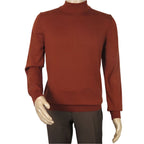 Men's Sweater Knit By BRANGO Turkey Mock Neck Cotton Blend 21050 Brick