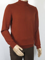 Men's Sweater Knit By BRANGO Turkey Mock Neck Cotton Blend 21050 Brick