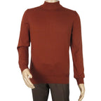 Men's Sweater Knit By BRANGO Turkey Mock Neck Cotton Blend 21050 Brick