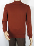 Men's Sweater Knit By BRANGO Turkey Mock Neck Cotton Blend 21050 Brick