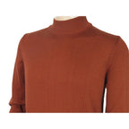 Men's Sweater Knit By BRANGO Turkey Mock Neck Cotton Blend 21050 Brick
