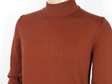 Men's Sweater Knit By BRANGO Turkey Mock Neck Cotton Blend 21050 Brick