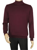 Men's Sweater Knit By BRANGO Turkey Mock Neck Cotton Blend 21050 Burgundy