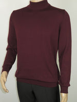 Men's Sweater Knit By BRANGO Turkey Mock Neck Cotton Blend 21050 Burgundy