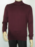 Men's Sweater Knit By BRANGO Turkey Mock Neck Cotton Blend 21050 Burgundy