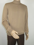 Men's Sweater Knit By BRANGO Turkey Mock Neck Cotton Blend 21050 Dark Beige