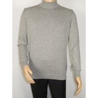 Men's Sweater Knit By BRANGO Turkey Mock Neck Cotton Blend 21050 Gray