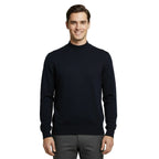 Men's Sweater Knit By BRANGO Turkey Mock Neck Cotton Blend 21050 Navy Blue