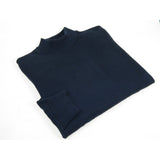 Men's Sweater Knit By BRANGO Turkey Mock Neck Cotton Blend 21050 Navy Blue