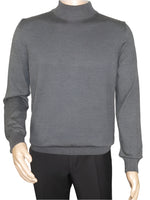 Men's Sweater Knit By BRANGO Turkey Mock Neck Cotton Blend 21050 Charcoal