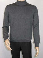 Men's Sweater Knit By BRANGO Turkey Mock Neck Cotton Blend 21050 Charcoal