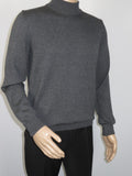 Men's Sweater Knit By BRANGO Turkey Mock Neck Cotton Blend 21050 Charcoal