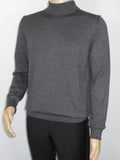 Men's Sweater Knit By BRANGO Turkey Mock Neck Cotton Blend 21050 Charcoal