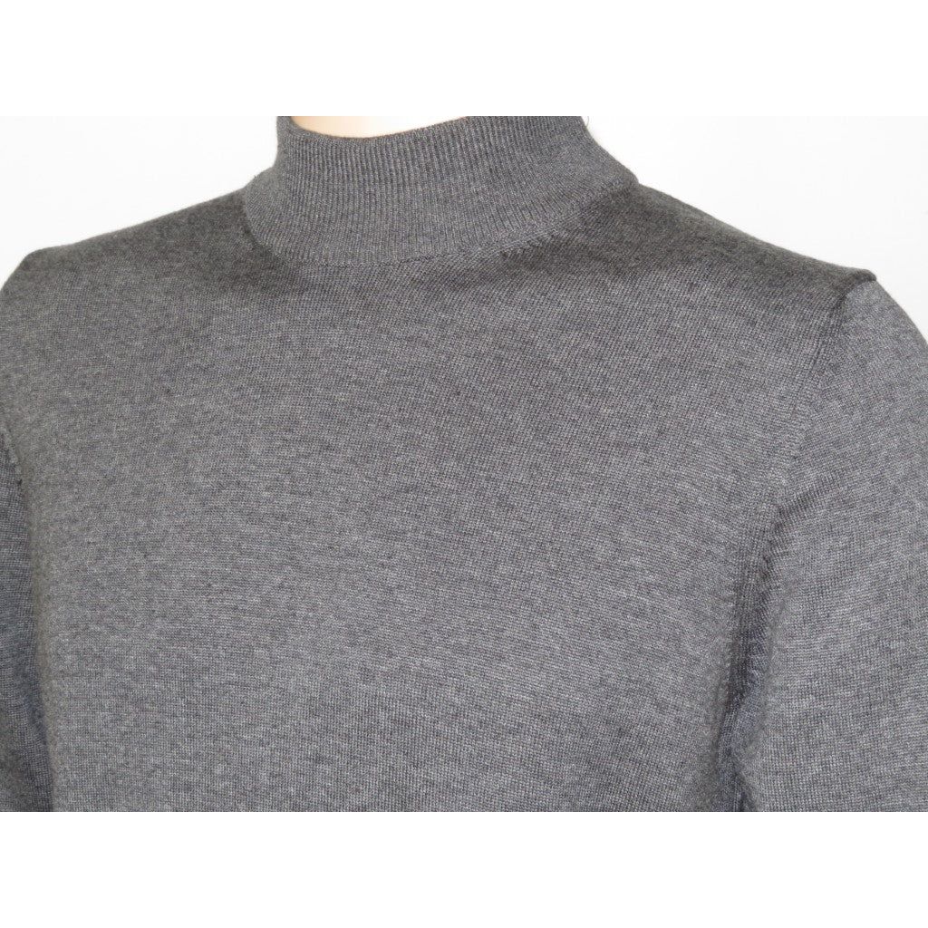Men's Sweater Knit By BRANGO Turkey Mock Neck Cotton Blend 21050 Charcoal