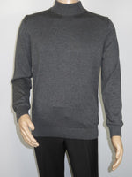 Men's Sweater Knit By BRANGO Turkey Mock Neck Cotton Blend 21050 Charcoal