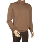 Men's Sweater Knit By BRANGO Turkey Mock Neck Cotton Blend 21050 Coffee