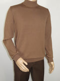 Men's Sweater Knit By BRANGO Turkey Mock Neck Cotton Blend 21050 Coffee