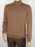 Men's Sweater Knit By BRANGO Turkey Mock Neck Cotton Blend 21050 Coffee