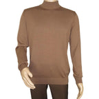 Men's Sweater Knit By BRANGO Turkey Mock Neck Cotton Blend 21050 Coffee