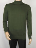 Mens Sweater Knit BRANGO Turkey Mock Neck Cotton Blend 21050 Khaki Green