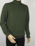 Mens Sweater Knit BRANGO Turkey Mock Neck Cotton Blend 21050 Khaki Green