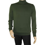 Mens Sweater Knit BRANGO Turkey Mock Neck Cotton Blend 21050 Khaki Green
