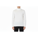 Men's Sweater Knit By BRANGO Turkey Mock Neck Cotton Blend 21050 White