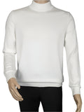 Men's Sweater Knit By BRANGO Turkey Mock Neck Cotton Blend 21050 White