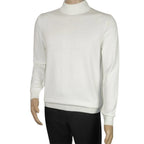 Men's Sweater Knit By BRANGO Turkey Mock Neck Cotton Blend 21050 White