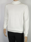 Men's Sweater Knit By BRANGO Turkey Mock Neck Cotton Blend 21050 White